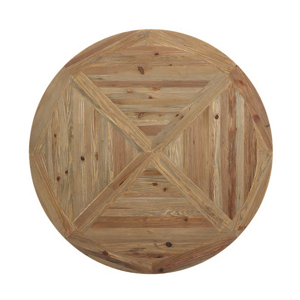 Stitch 59" Round Pine Wood Dining Table - Brown