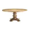 Column 71" Round Pine Wood Dining Table - Brown