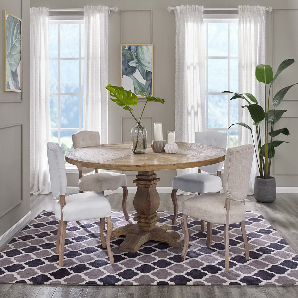 Column 71" Round Pine Wood Dining Table - Brown