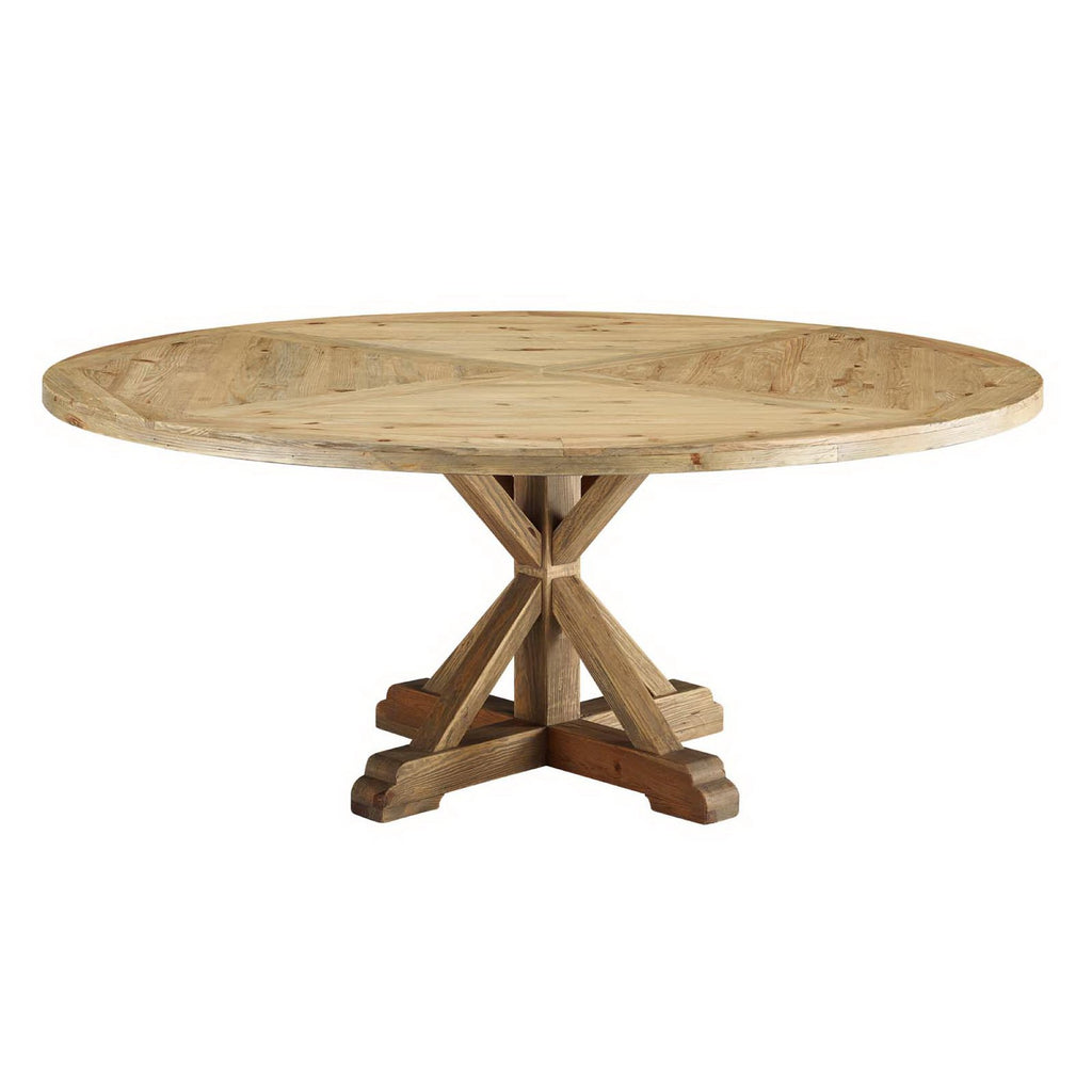Stitch 71" Round Pine Wood Dining Table - Brown