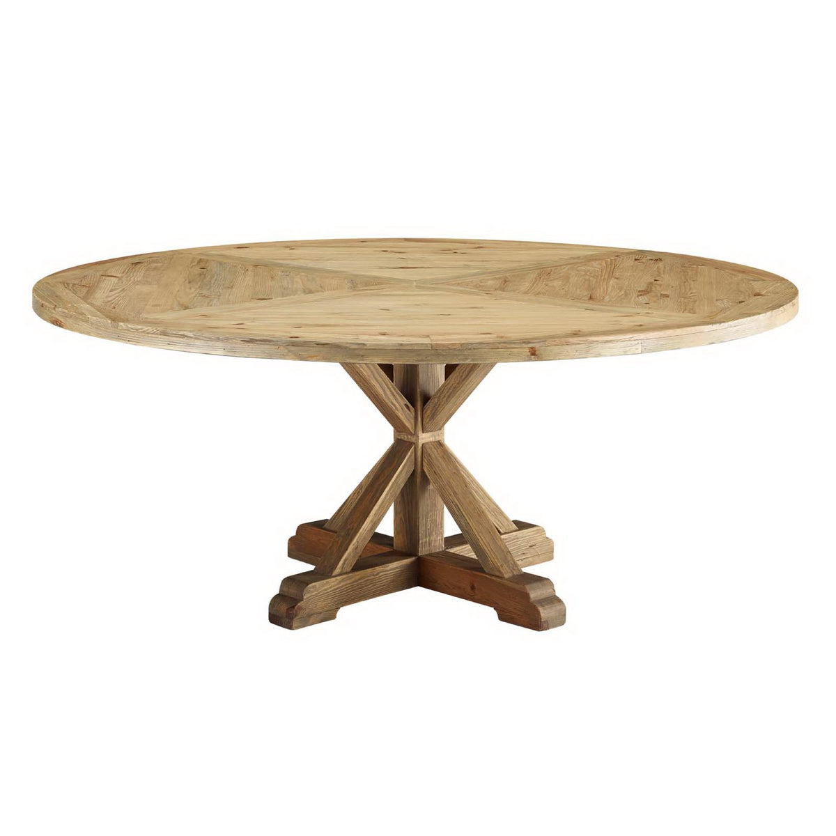 Stitch 71" Round Pine Wood Dining Table - Brown