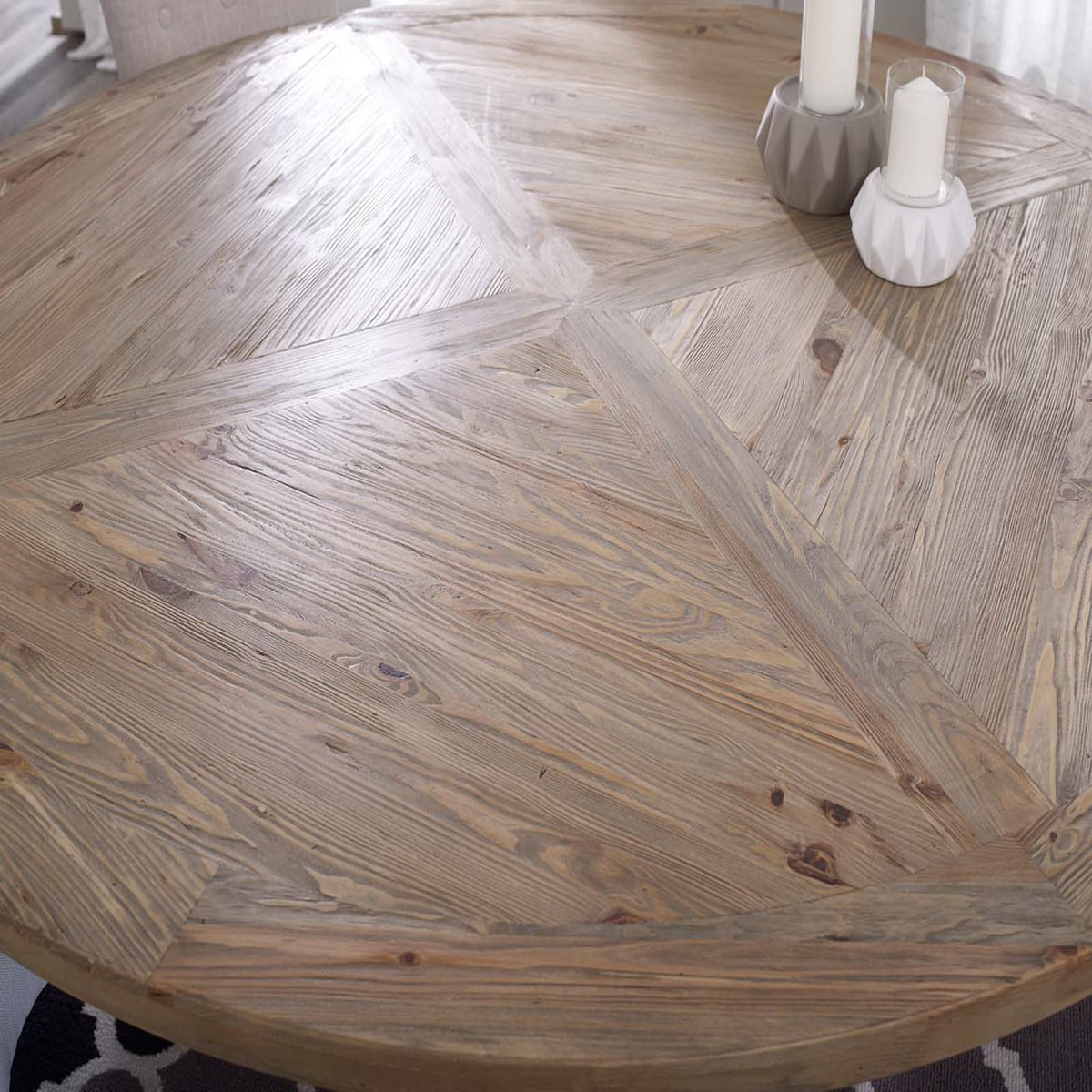 Stitch 71" Round Pine Wood Dining Table - Brown