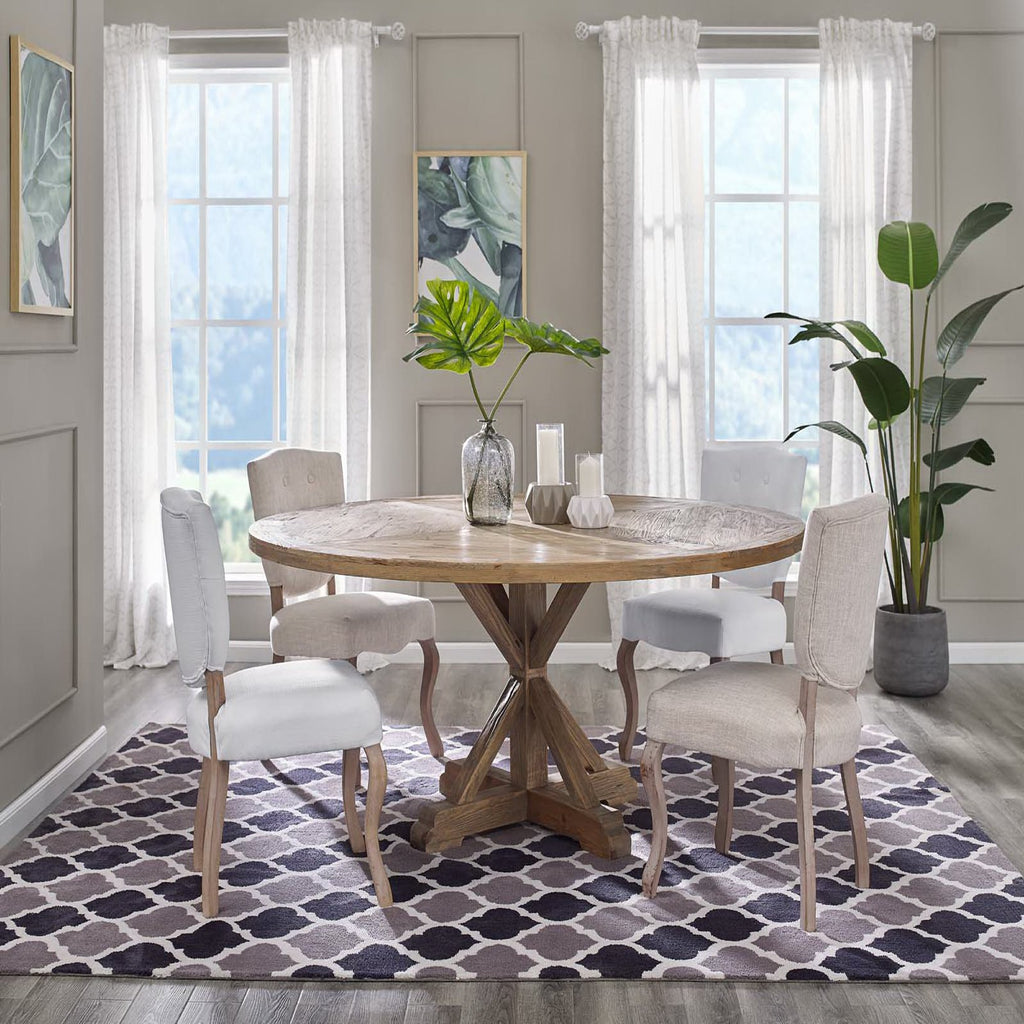 Stitch 71" Round Pine Wood Dining Table - Brown