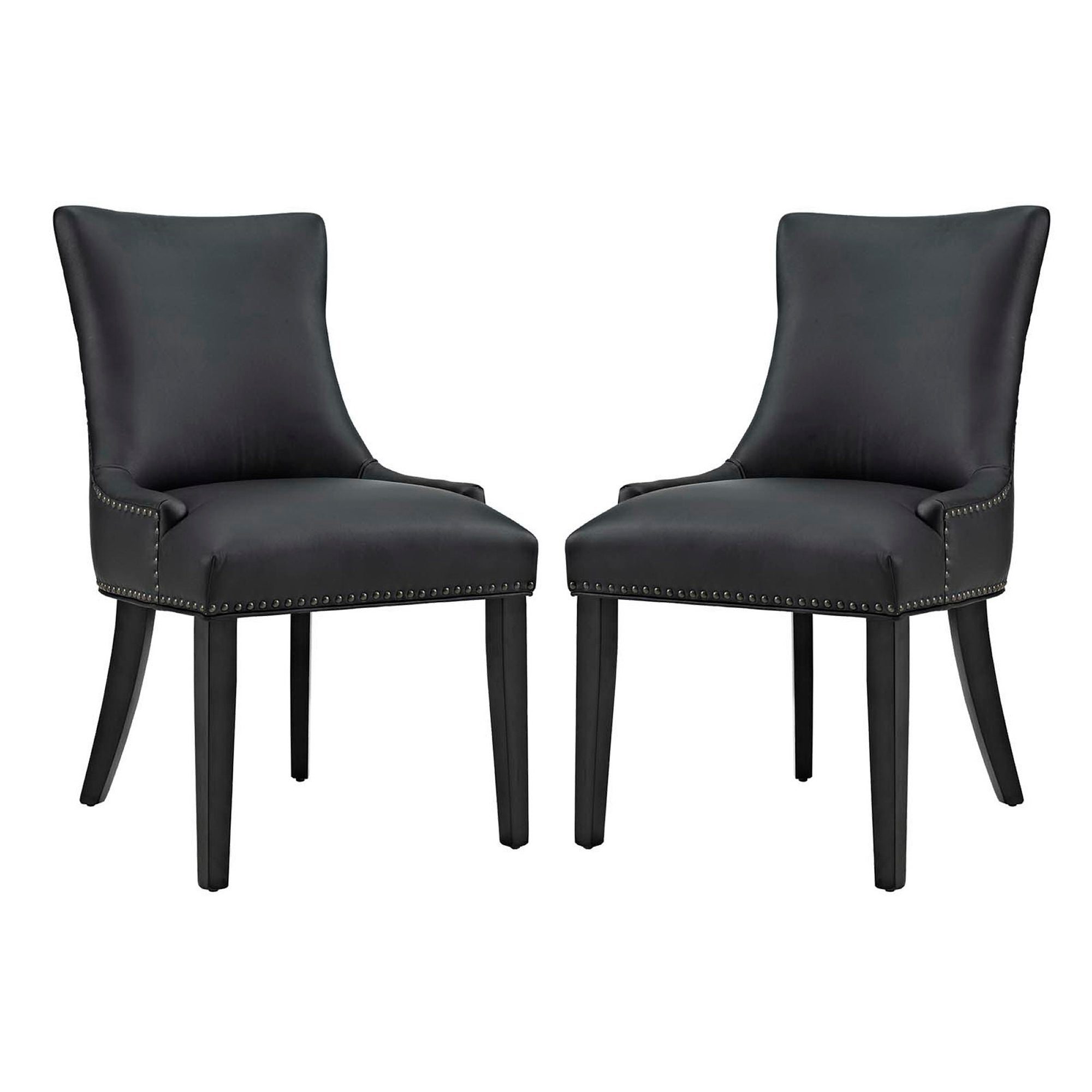 Marquis Faux Leather Dining Chair Set of 2 - Black