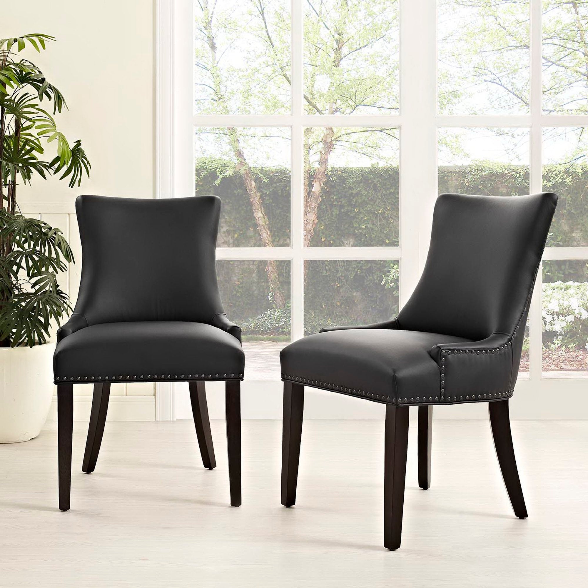 Marquis Faux Leather Dining Chair Set of 2 - Black