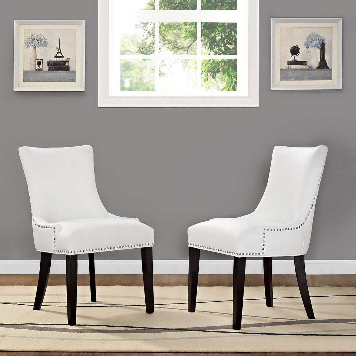 Marquis Faux Leather Dining Chair Set of 2 - White