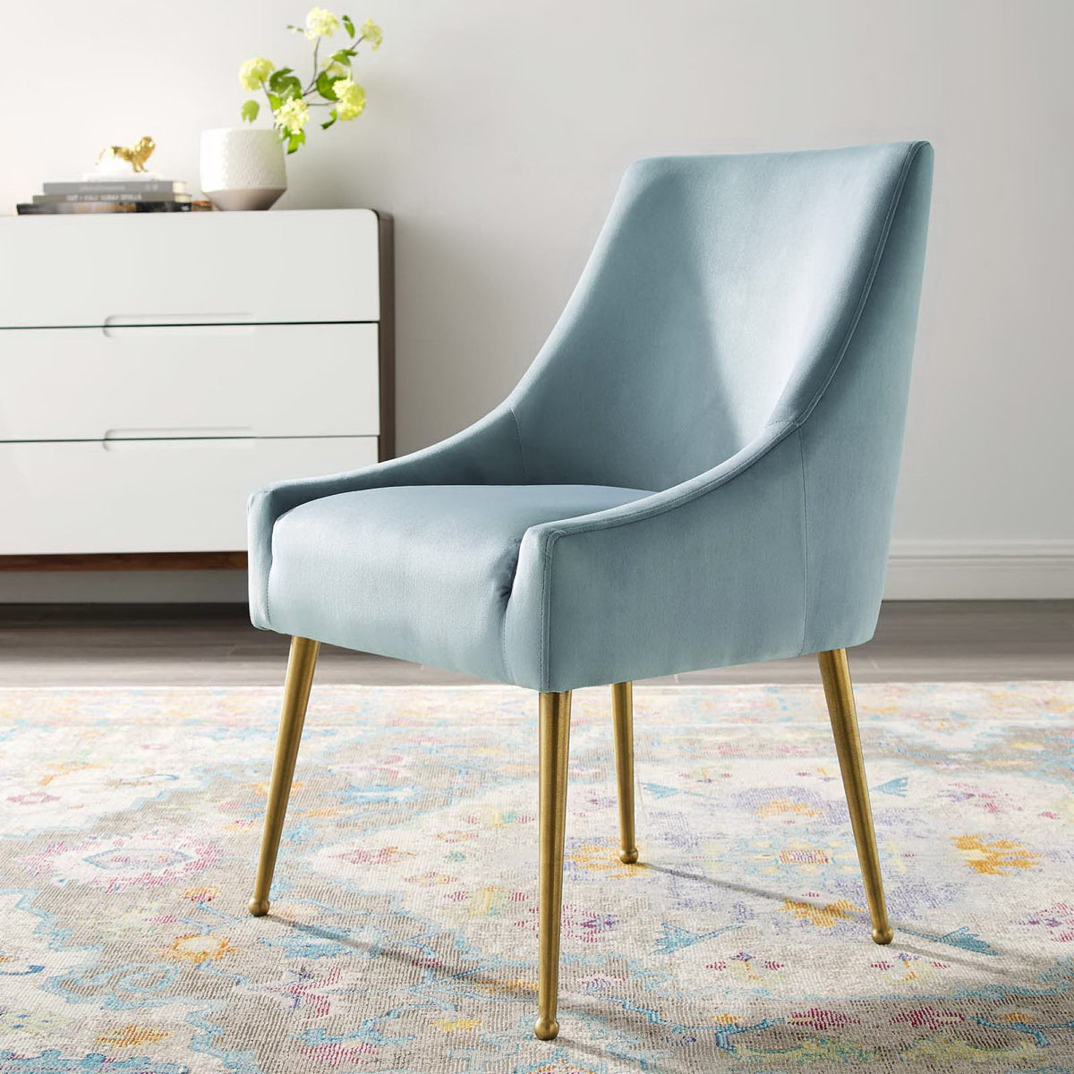 Discern Upholstered Performance Velvet Dining Chair - Light Blue