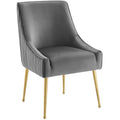 Discern Pleated Back Upholstered Performance Velvet Dining Chair - Gray