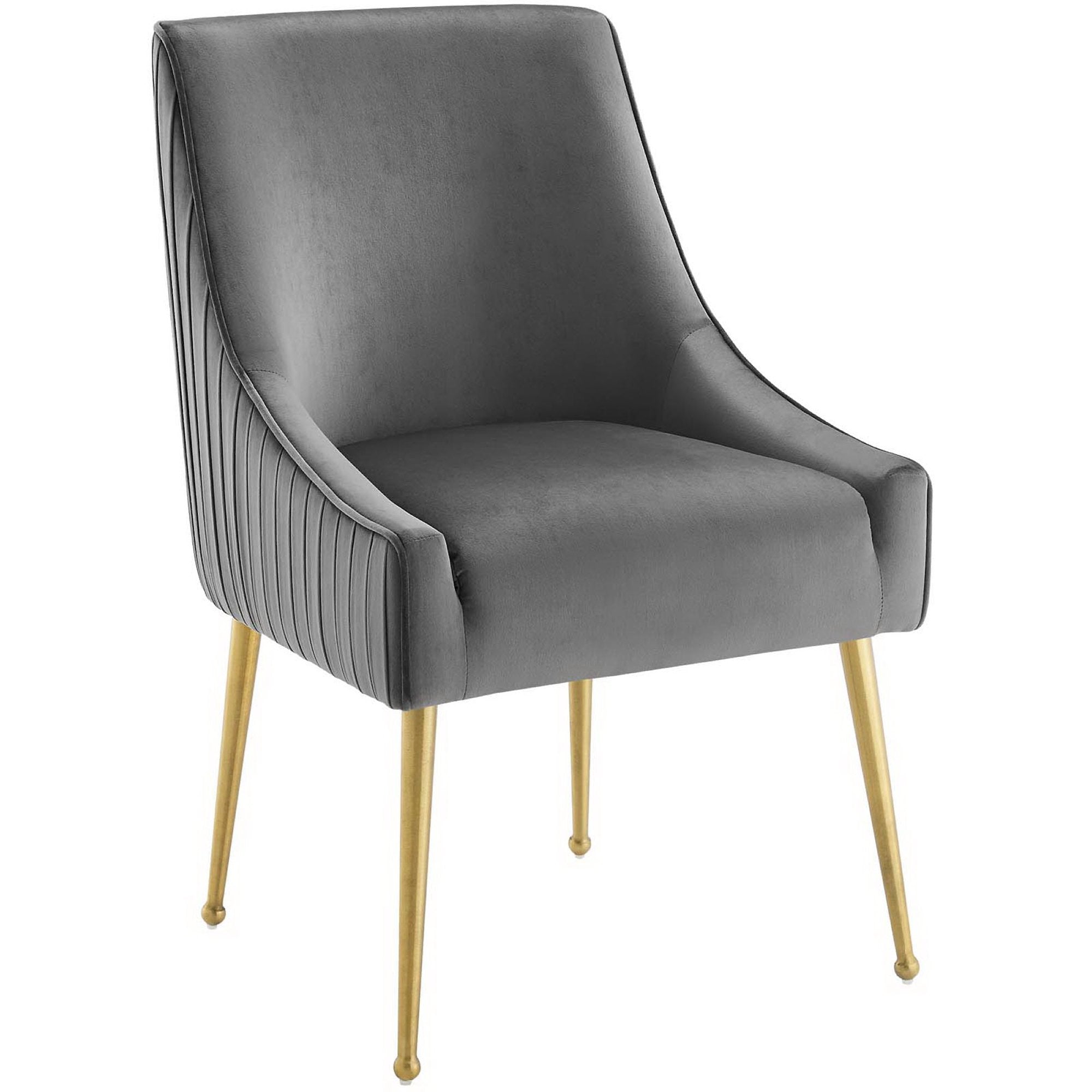 Discern Pleated Back Upholstered Performance Velvet Dining Chair - Gray