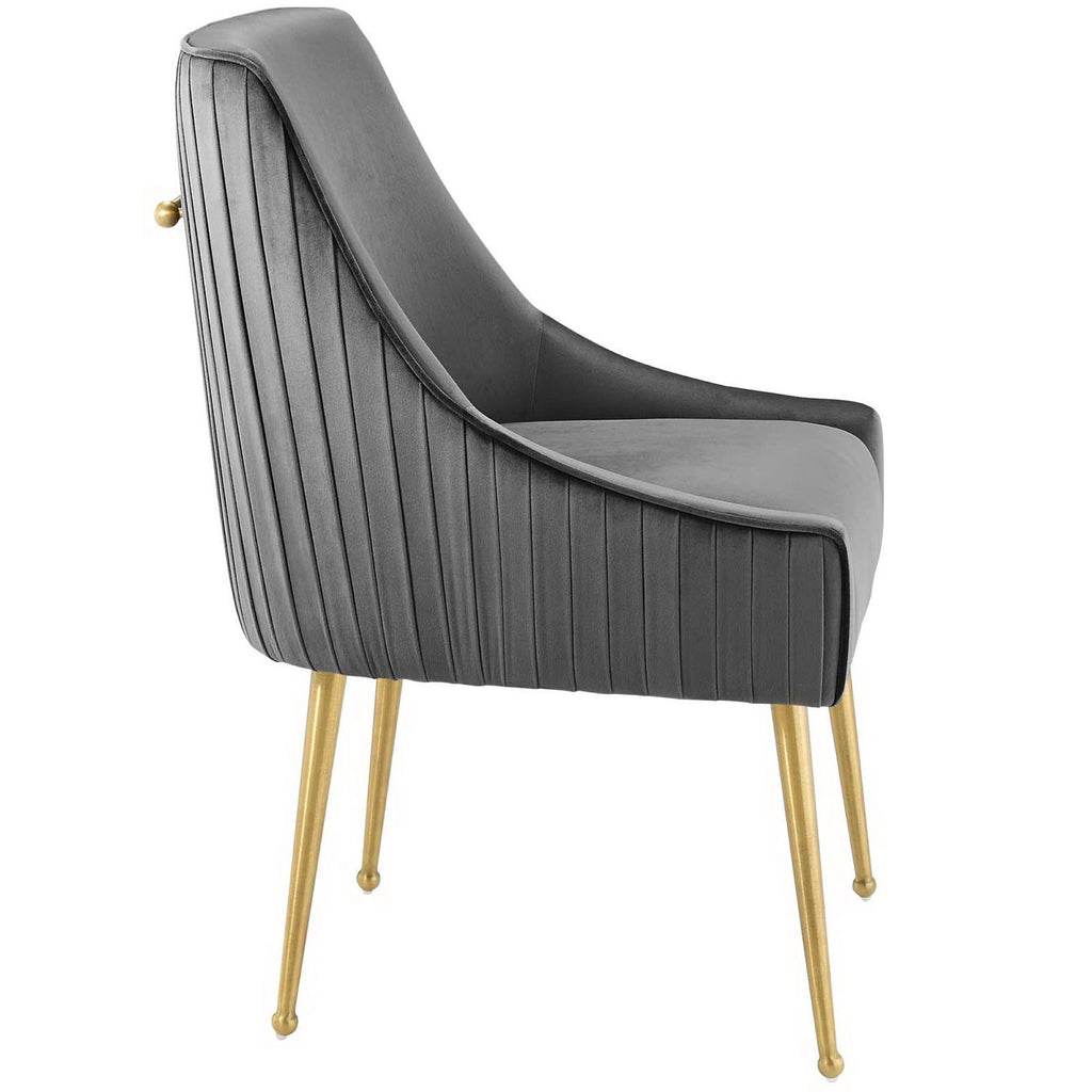 Discern Pleated Back Upholstered Performance Velvet Dining Chair - Gray