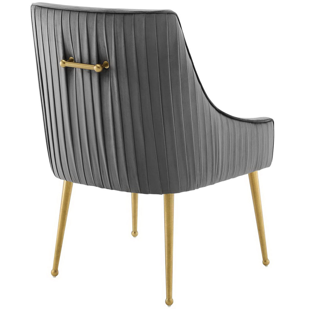 Discern Pleated Back Upholstered Performance Velvet Dining Chair - Gray