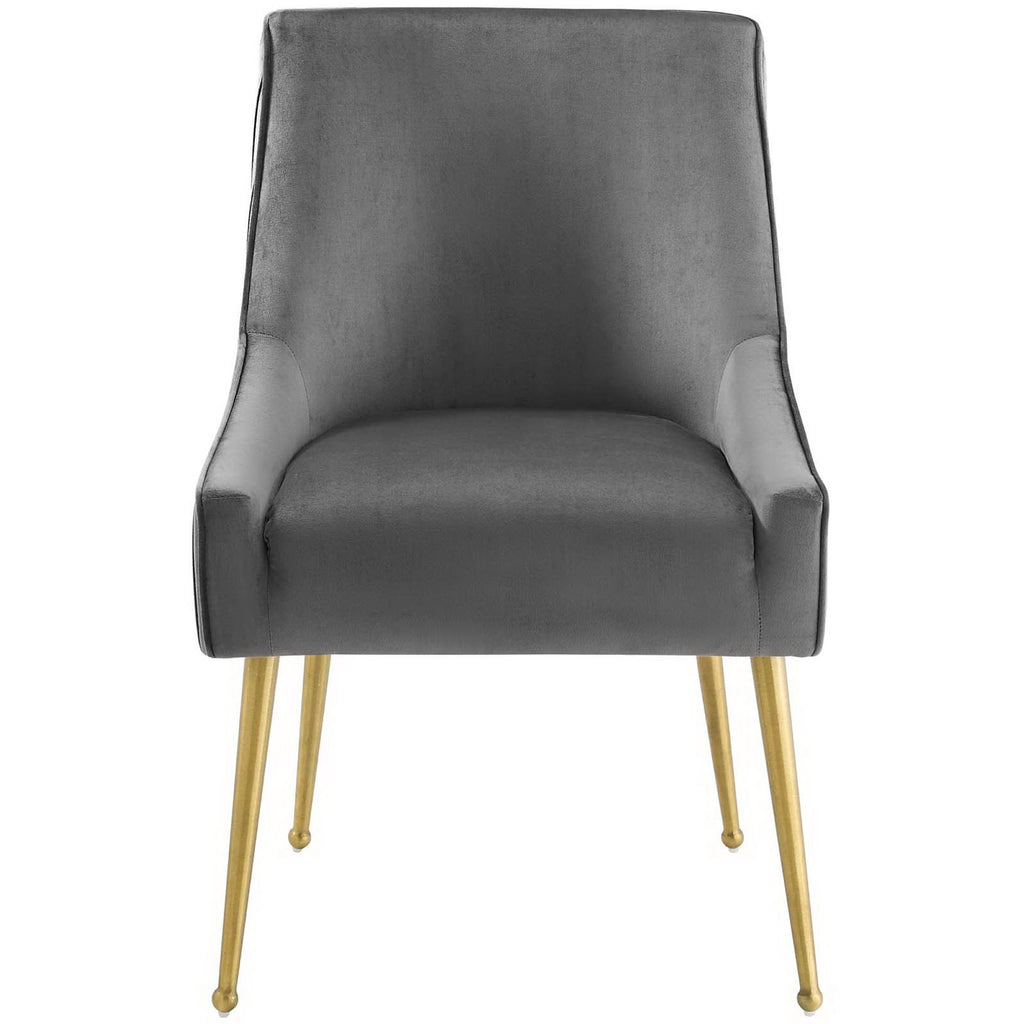 Discern Pleated Back Upholstered Performance Velvet Dining Chair - Gray