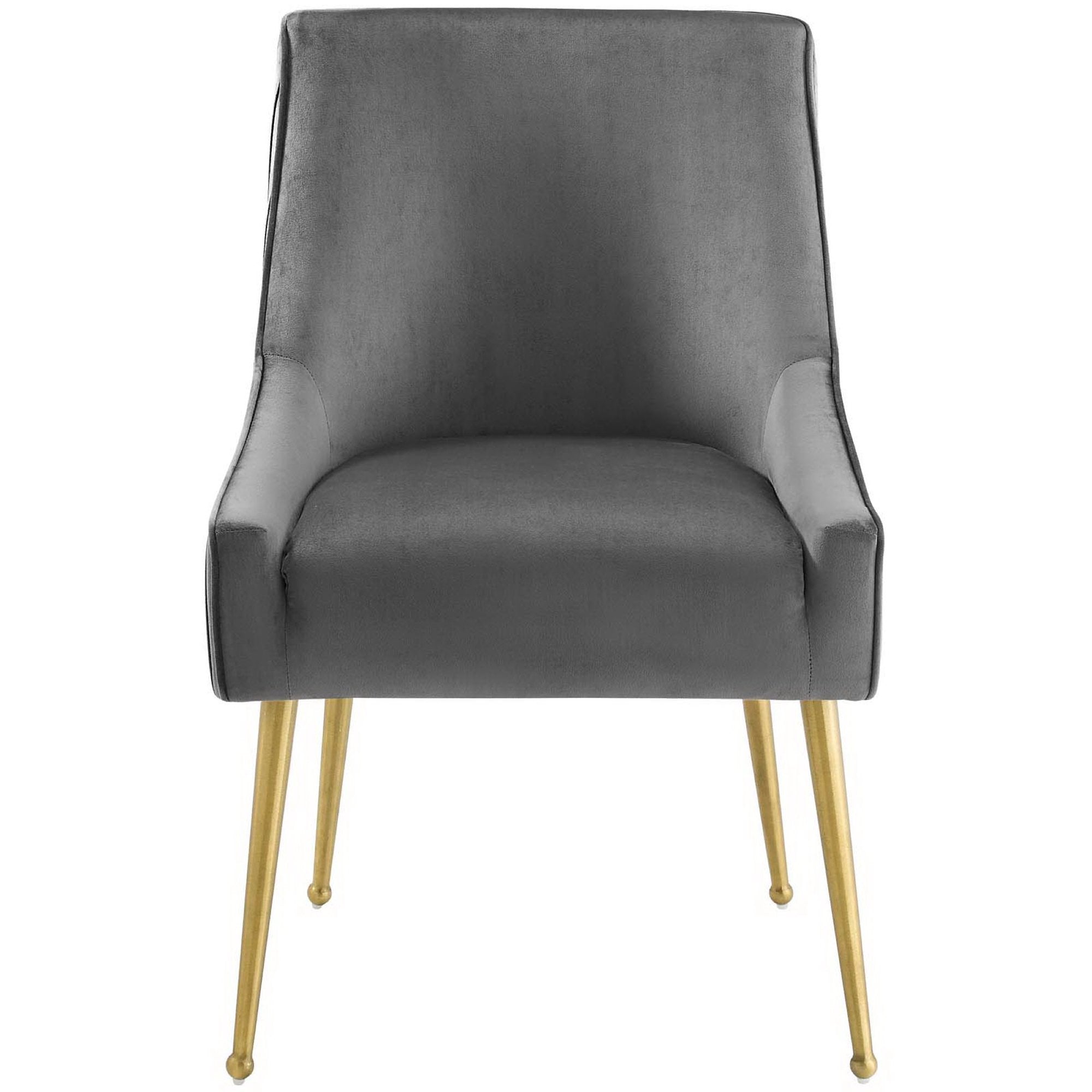 Discern Pleated Back Upholstered Performance Velvet Dining Chair - Gray