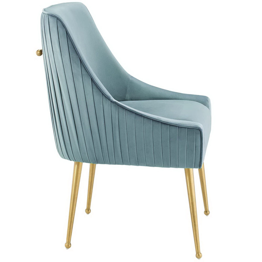 Discern Pleated Back Upholstered Performance Velvet Dining Chair - Light Blue