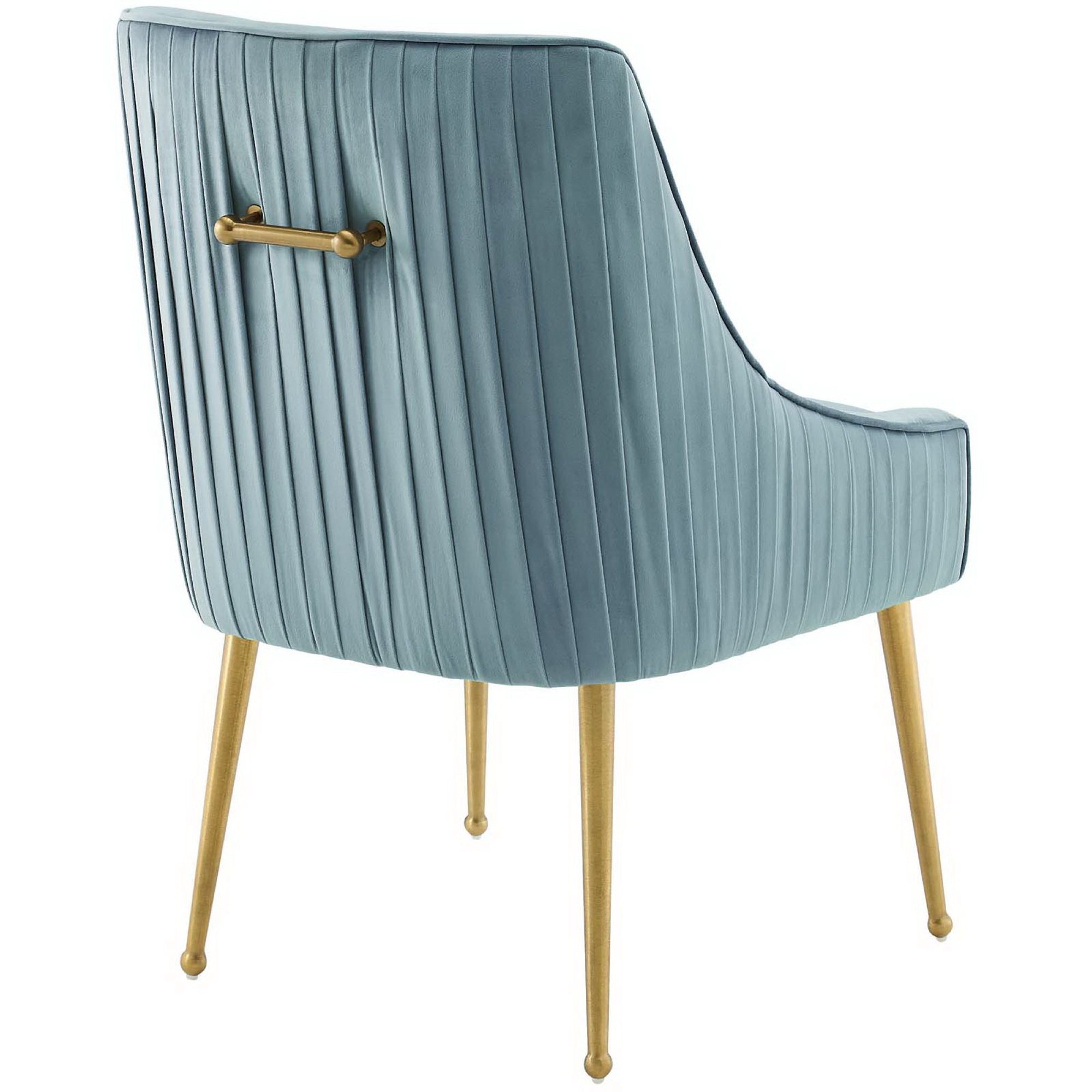 Discern Pleated Back Upholstered Performance Velvet Dining Chair - Light Blue