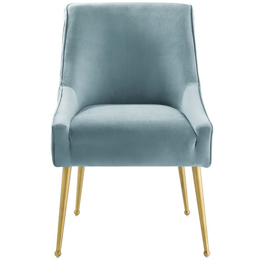 Discern Pleated Back Upholstered Performance Velvet Dining Chair - Light Blue
