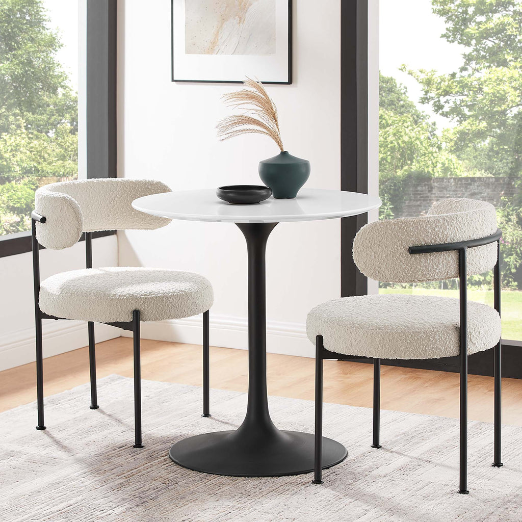 Lippa 28" Round Wood Dining Table - Black White