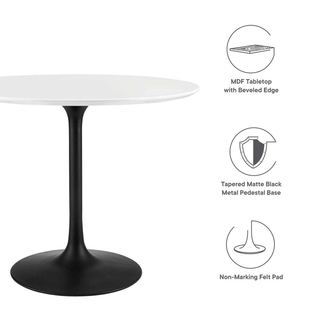 Lippa 36" Round Wood Dining Table - Black White