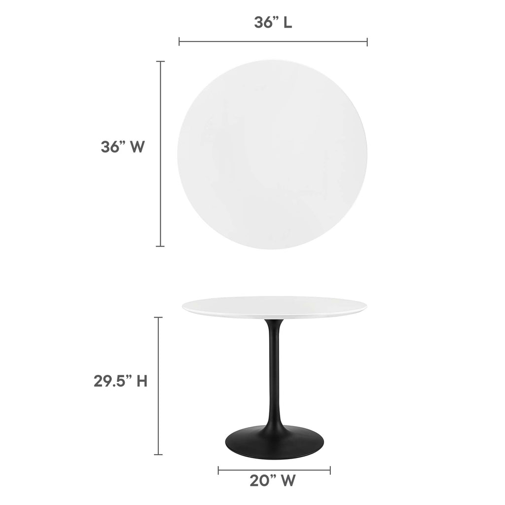 Lippa 36" Round Wood Dining Table - Black White
