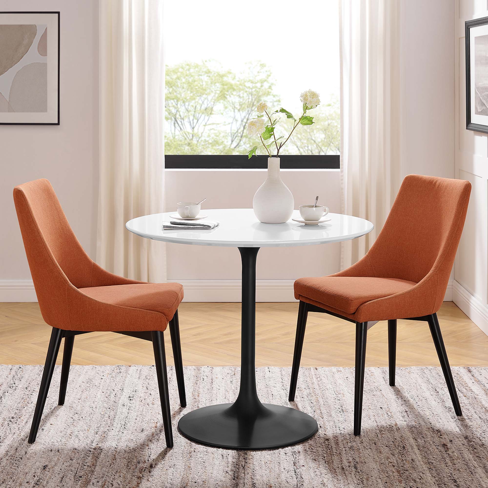 Lippa 36" Round Wood Dining Table - Black White