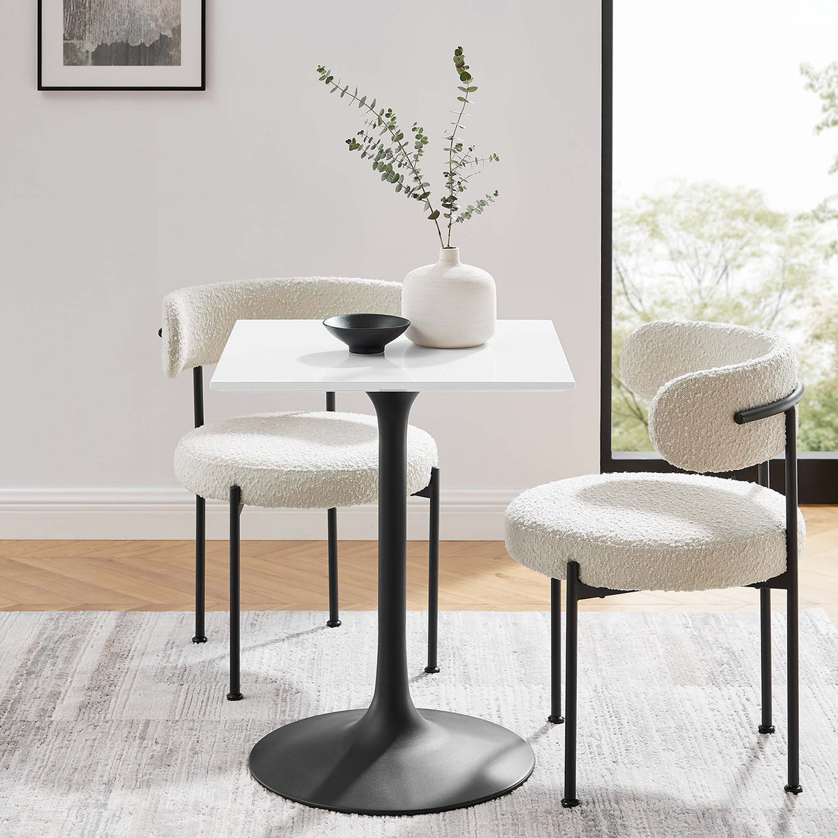 Lippa 24" Square Wood Dining Table - Black White