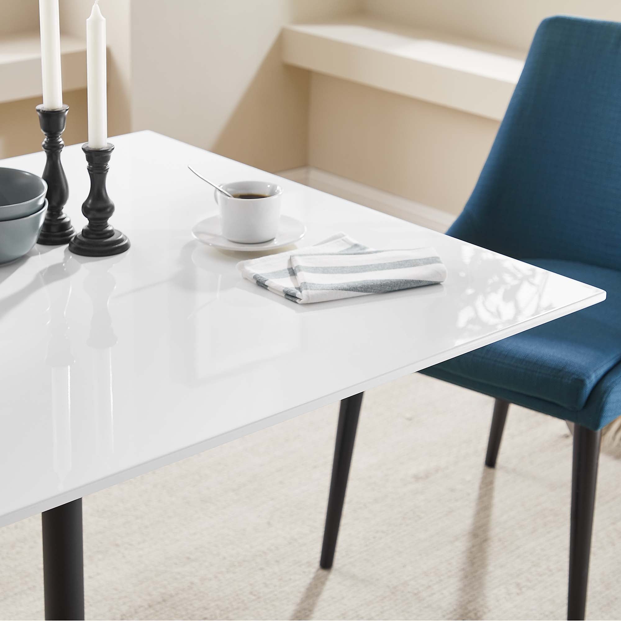 Lippa 36" Square Wood Dining Table - Black White