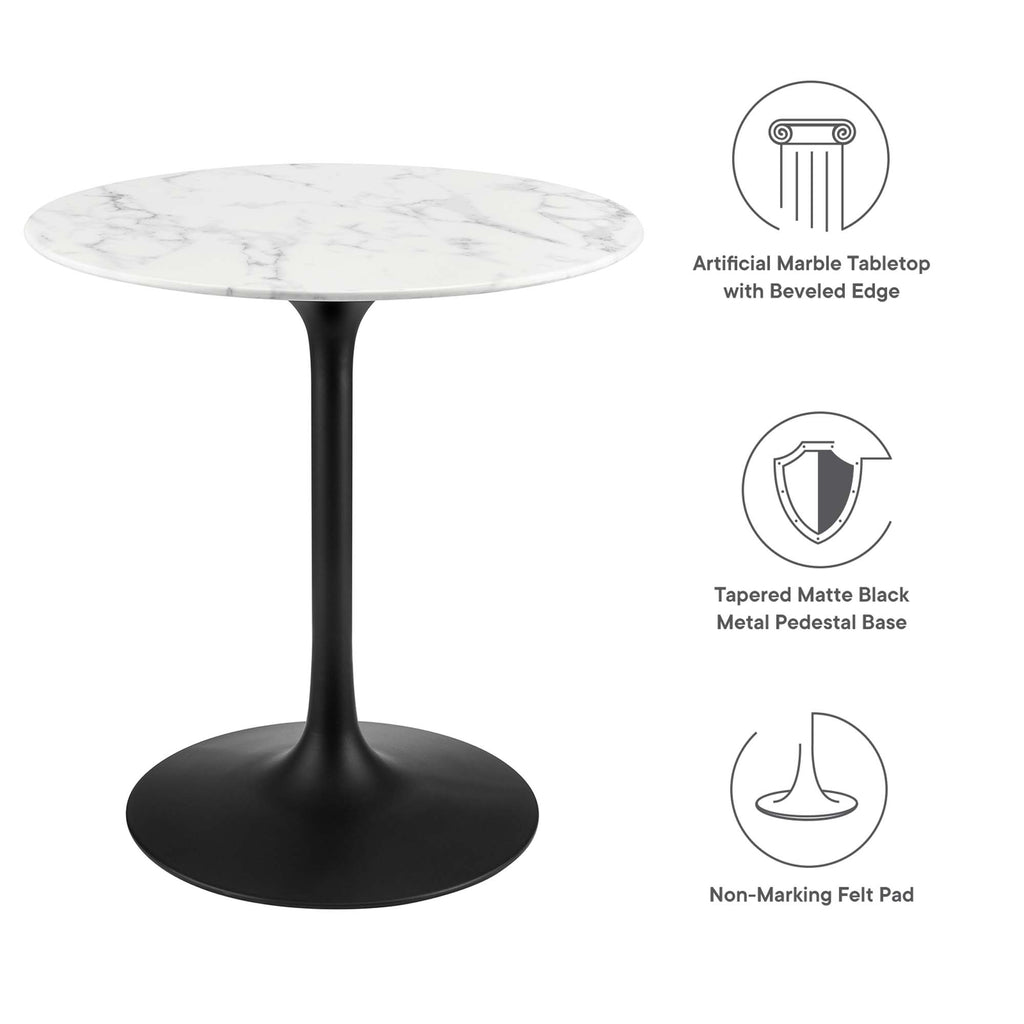 Lippa 28" Round Faux Marble Dining Table - Black White