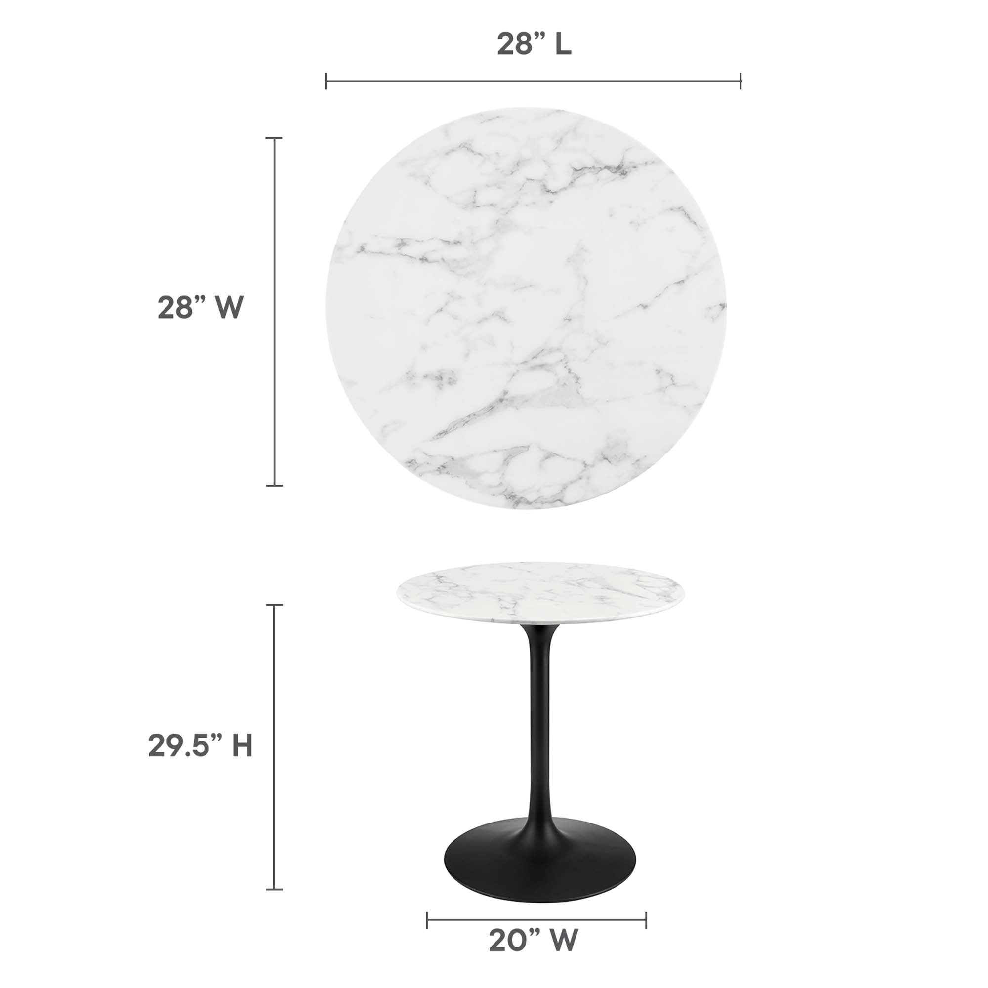Lippa 28" Round Faux Marble Dining Table - Black White