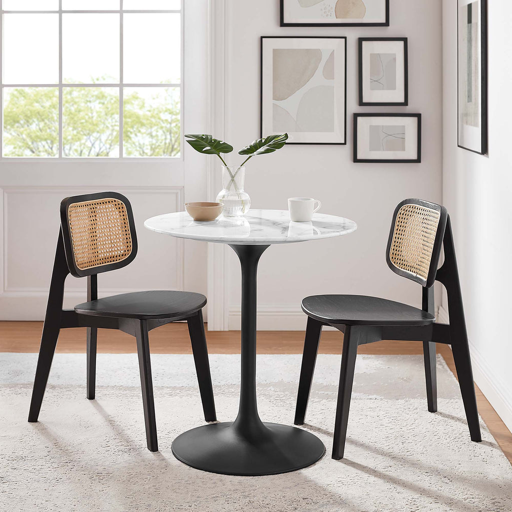 Lippa 28" Round Faux Marble Dining Table - Black White