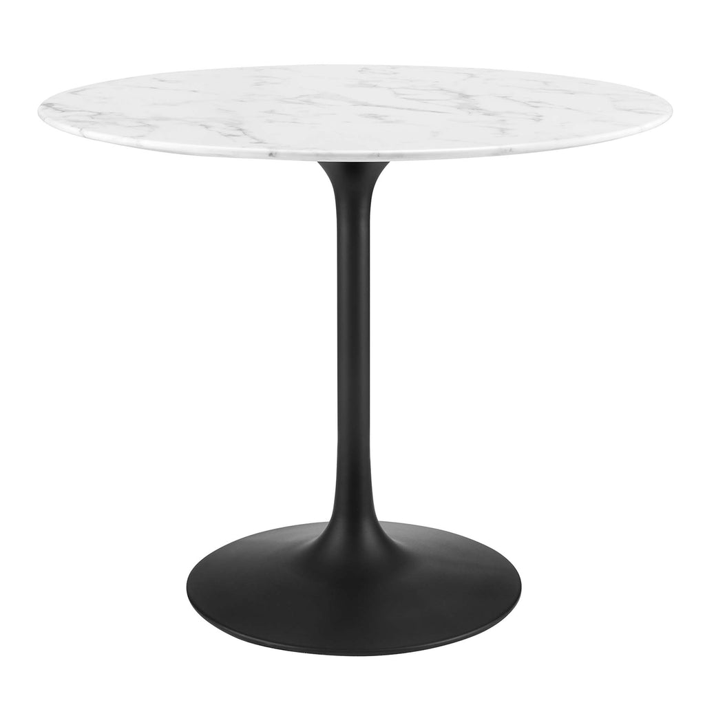 Lippa 36" Round Faux Marble Dining Table - Black White