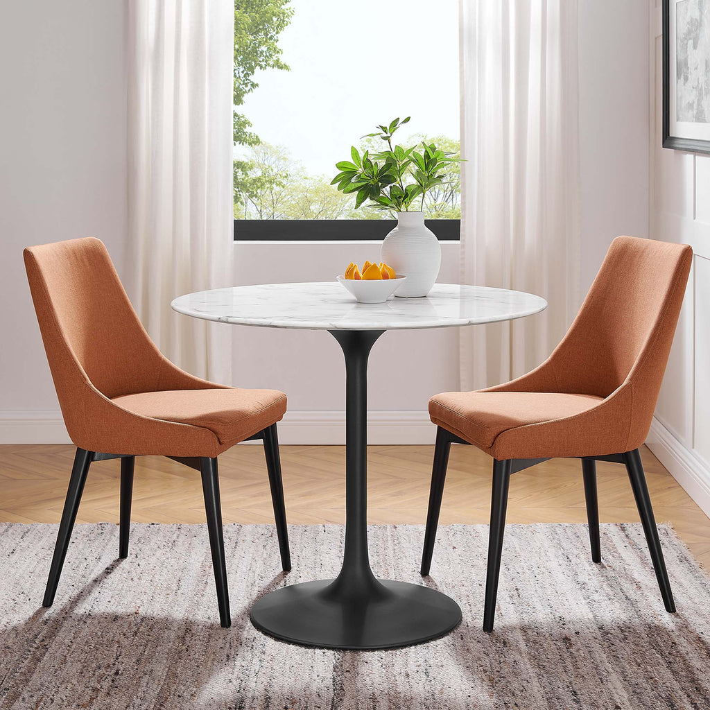 Lippa 36" Round Faux Marble Dining Table - Black White