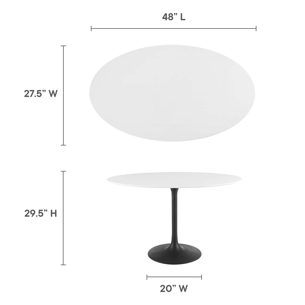 Lippa 48" Oval Wood Dining Table - Black White