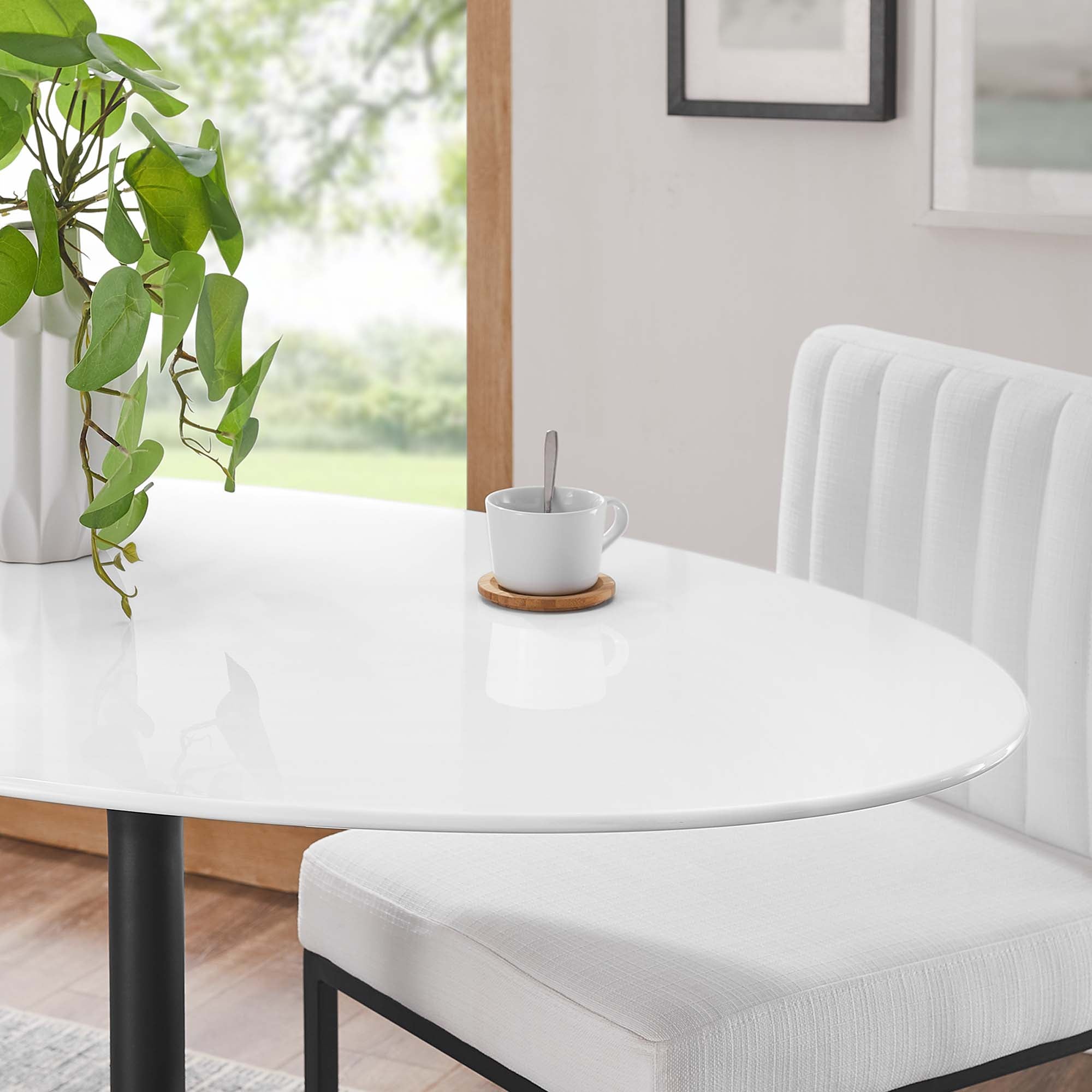 Lippa 48" Oval Wood Dining Table - Black White