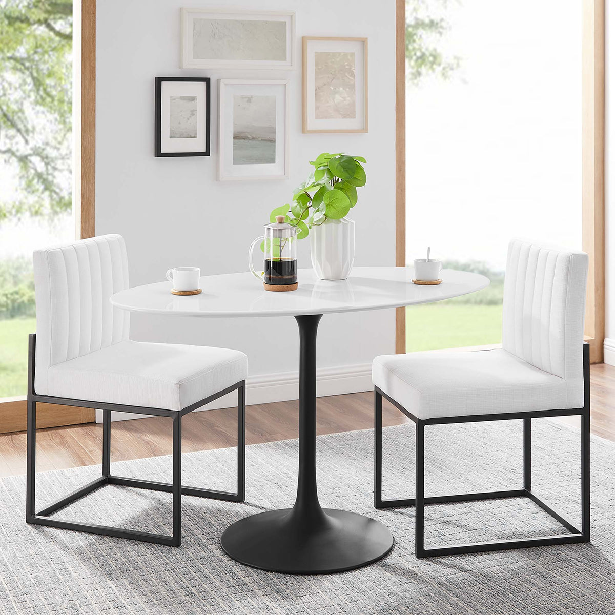 Lippa 48" Oval Wood Dining Table - Black White