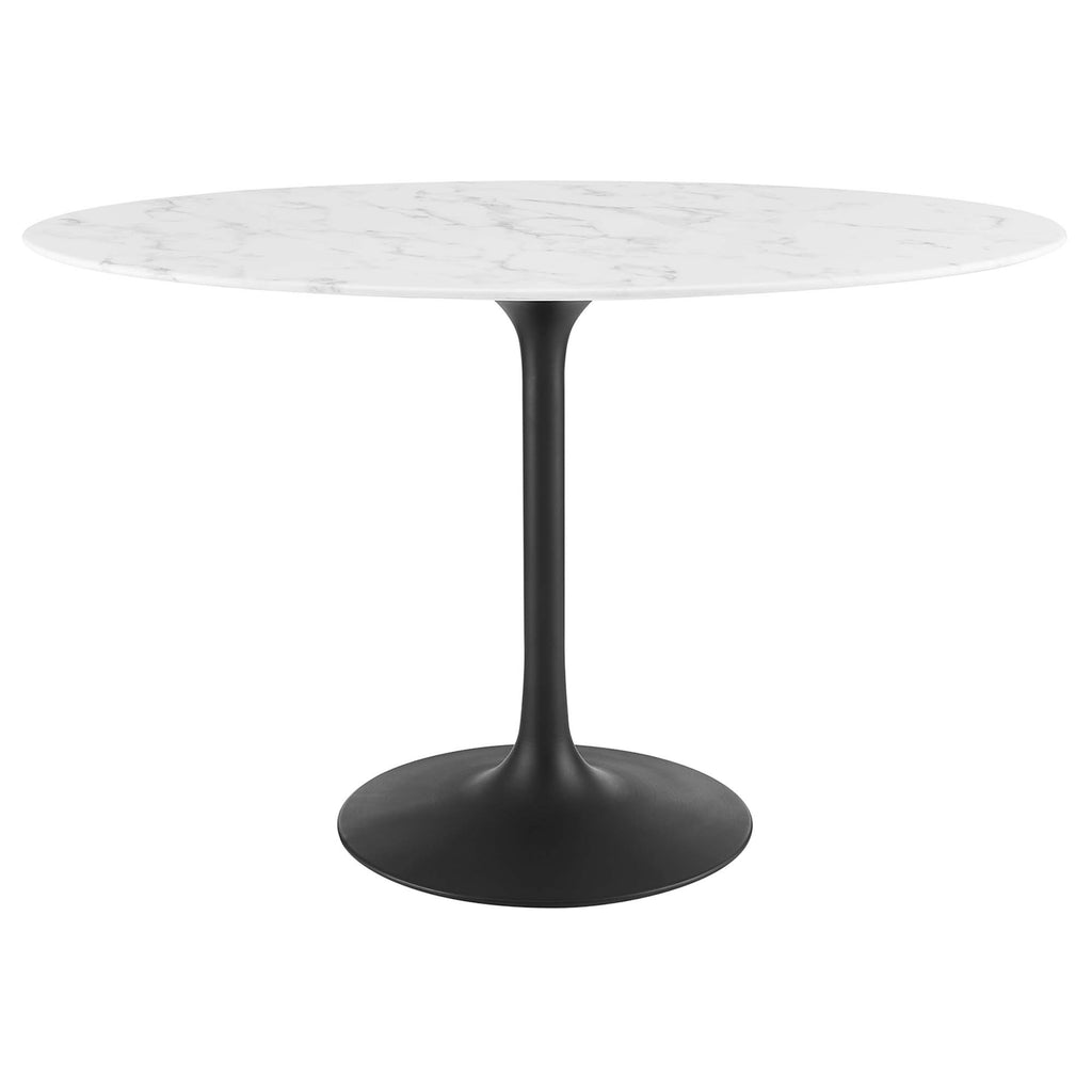 Lippa 48" Oval Faux Marble Dining Table - Black White