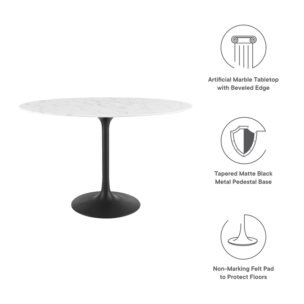 Lippa 48" Oval Faux Marble Dining Table - Black White