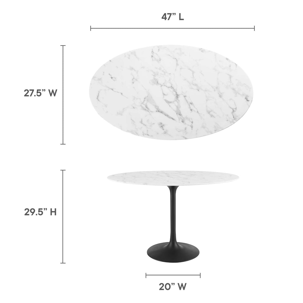 Lippa 48" Oval Faux Marble Dining Table - Black White