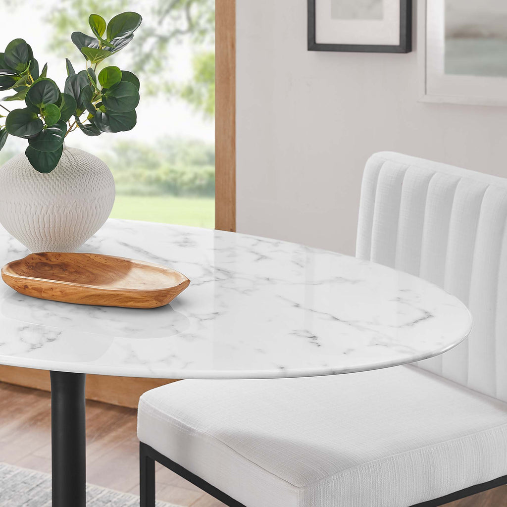 Lippa 48" Oval Faux Marble Dining Table - Black White