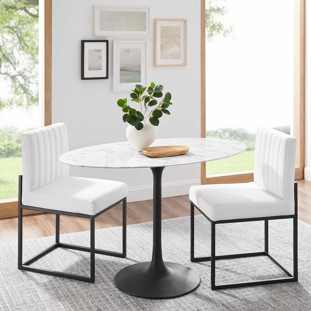 Lippa 48" Oval Faux Marble Dining Table - Black White