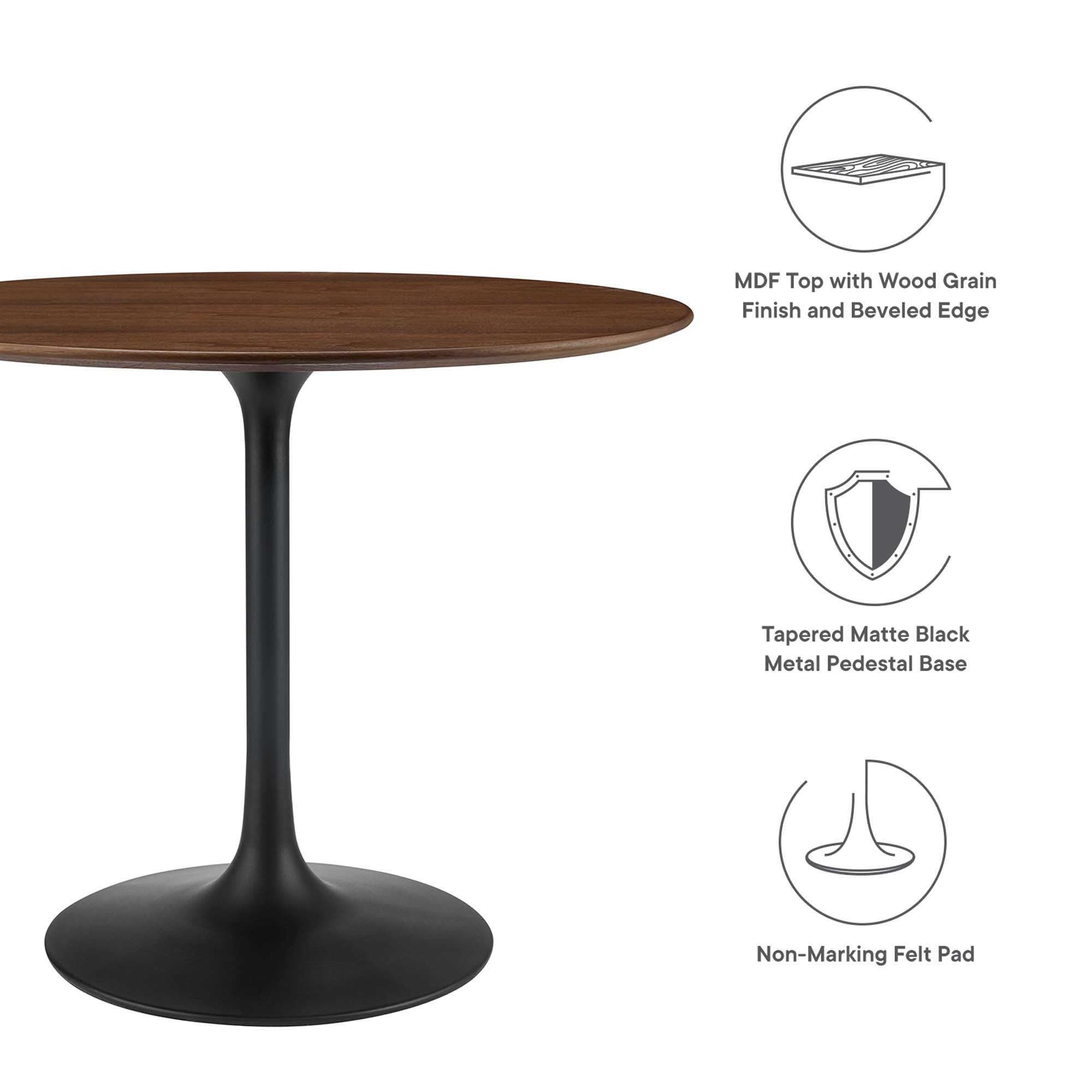 Lippa 36" Round Wood Dining Table - Black Walnut