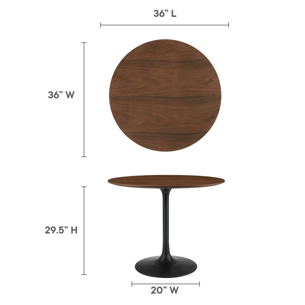 Lippa 36" Round Wood Dining Table - Black Walnut