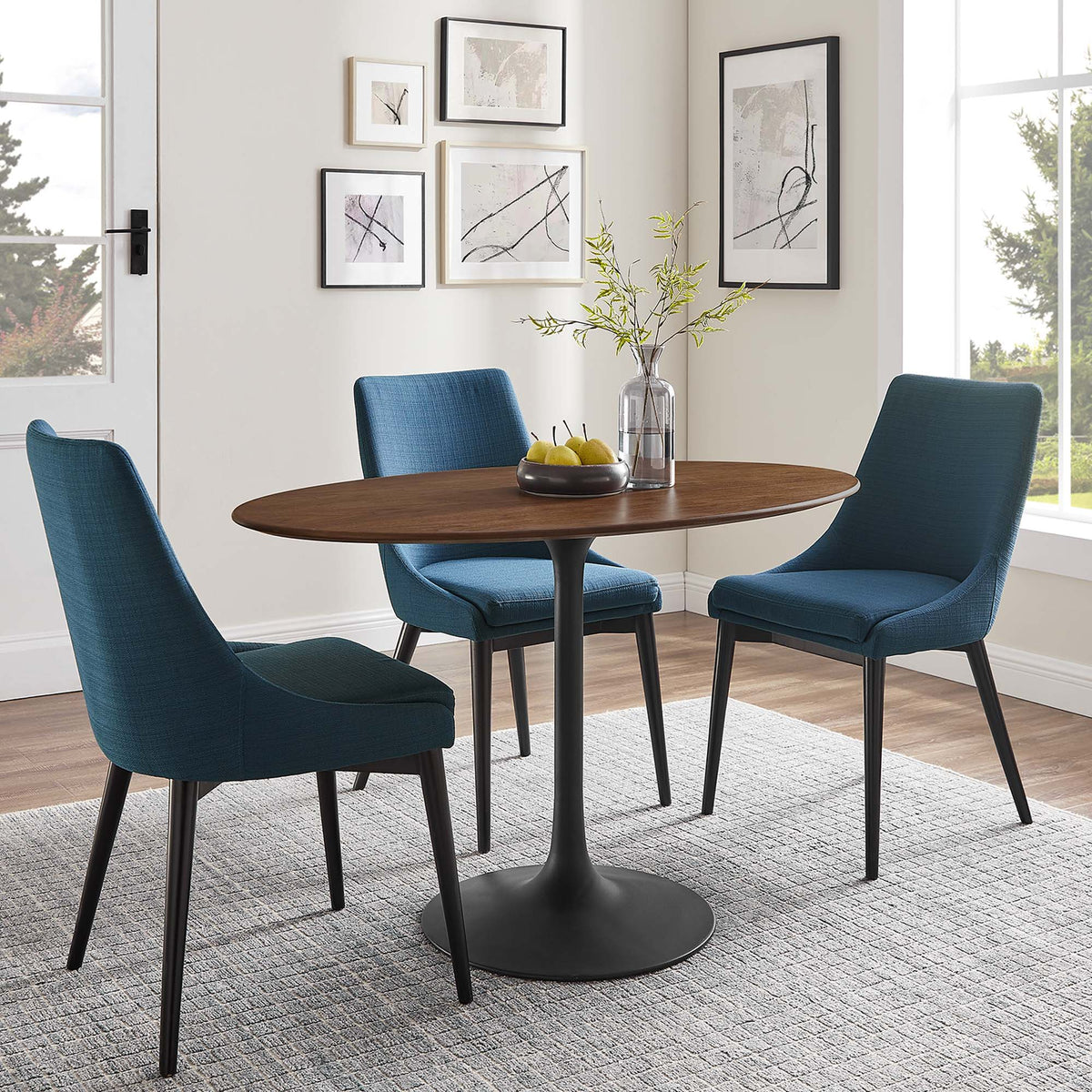 Lippa 48" Oval Wood Dining Table - Black Walnut