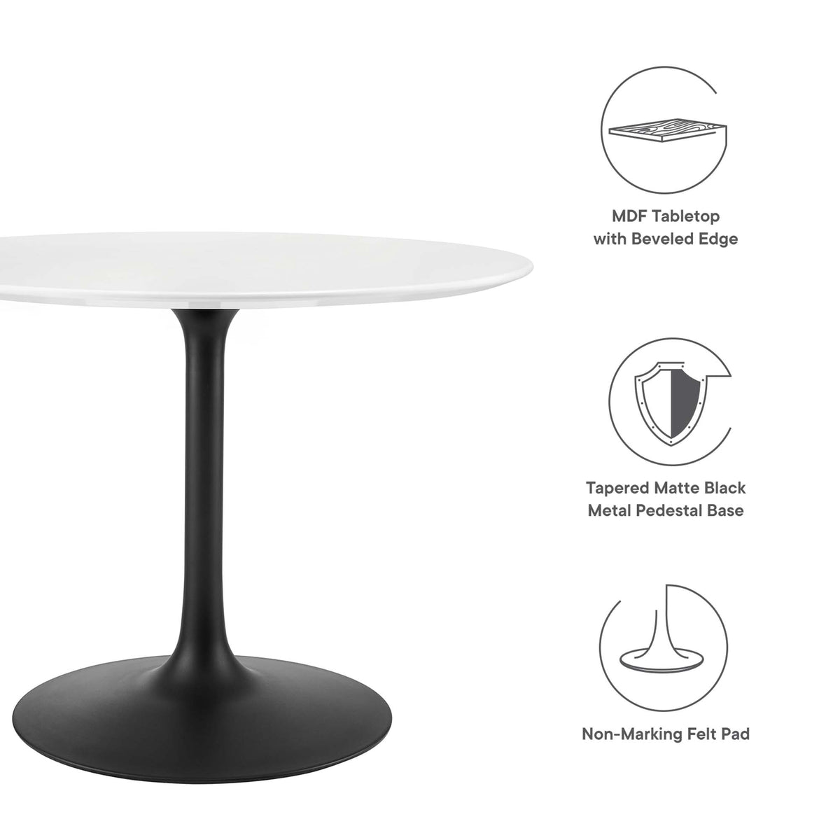 Lippa 40" Round Wood Dining Table - Black White
