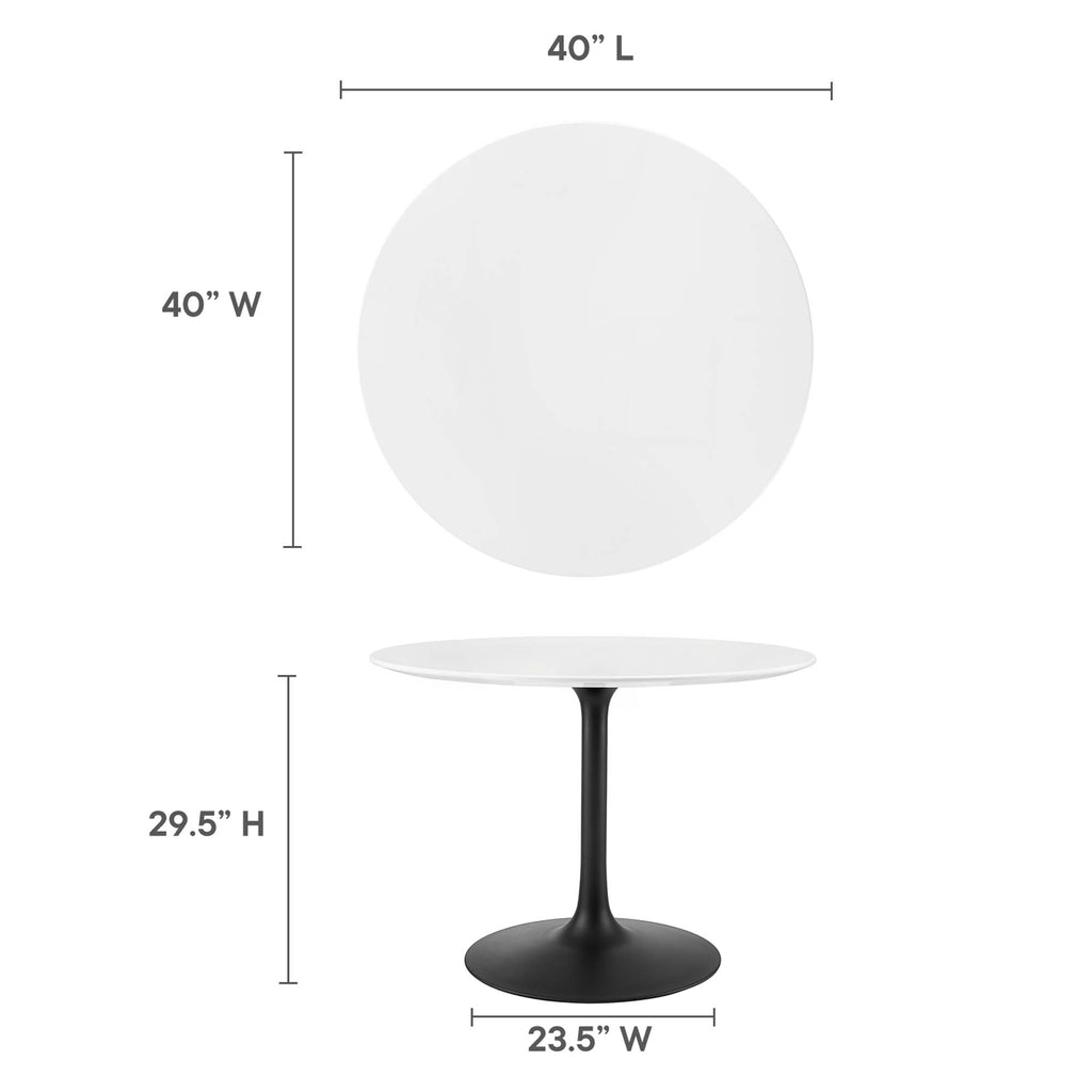 Lippa 40" Round Wood Dining Table - Black White