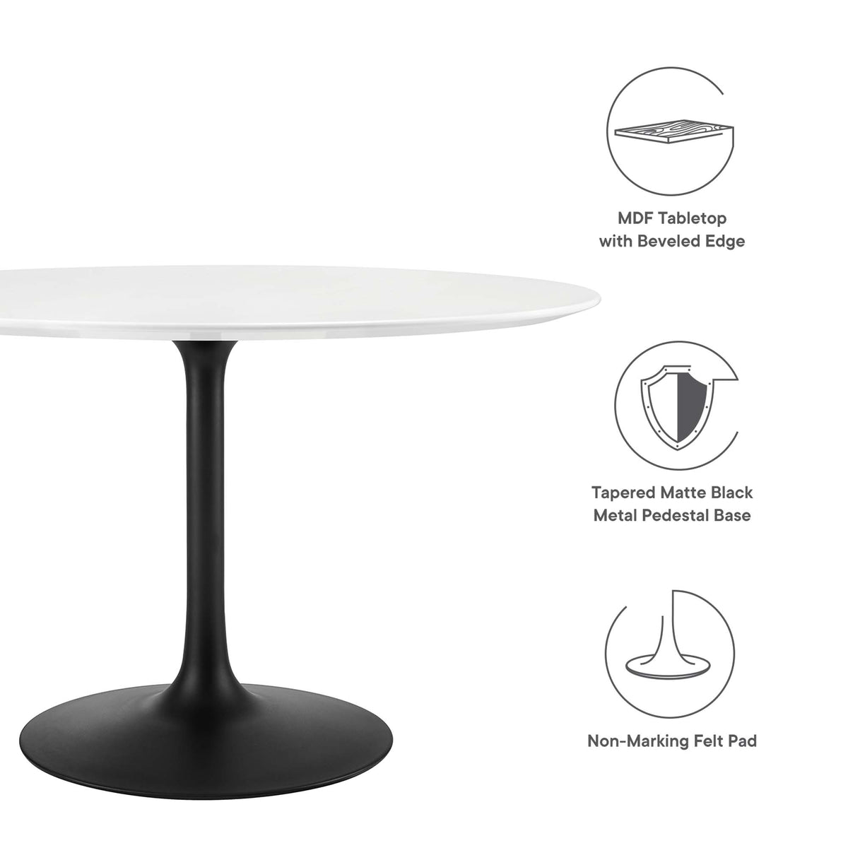 Lippa 48" Round Wood Dining Table - Black White