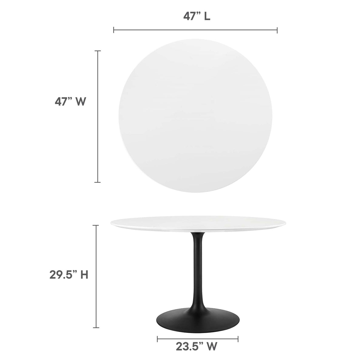 Lippa 48" Round Wood Dining Table - Black White