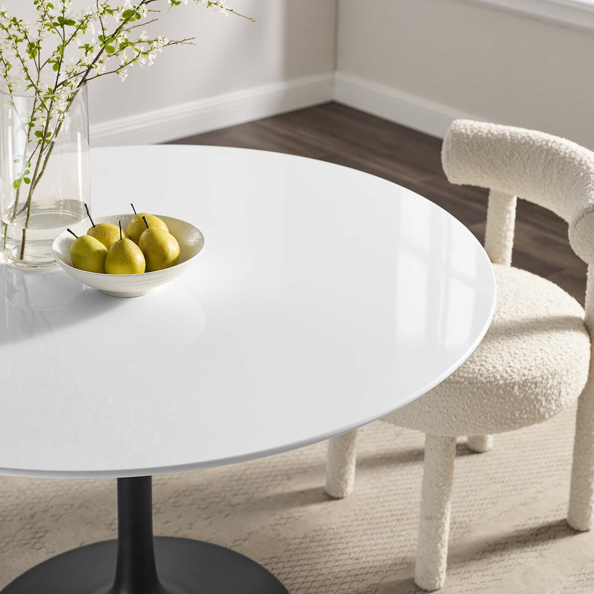 Lippa 48" Round Wood Dining Table - Black White