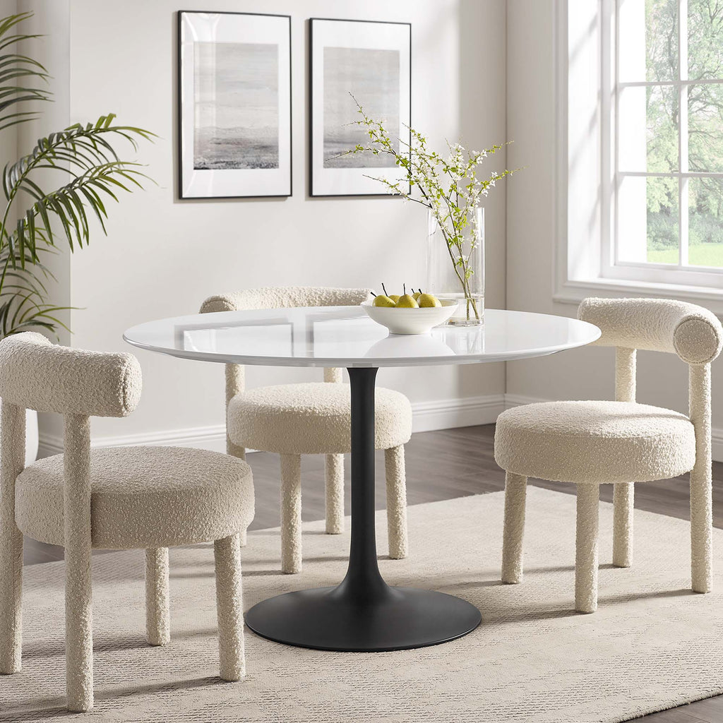 Lippa 48" Round Wood Dining Table - Black White
