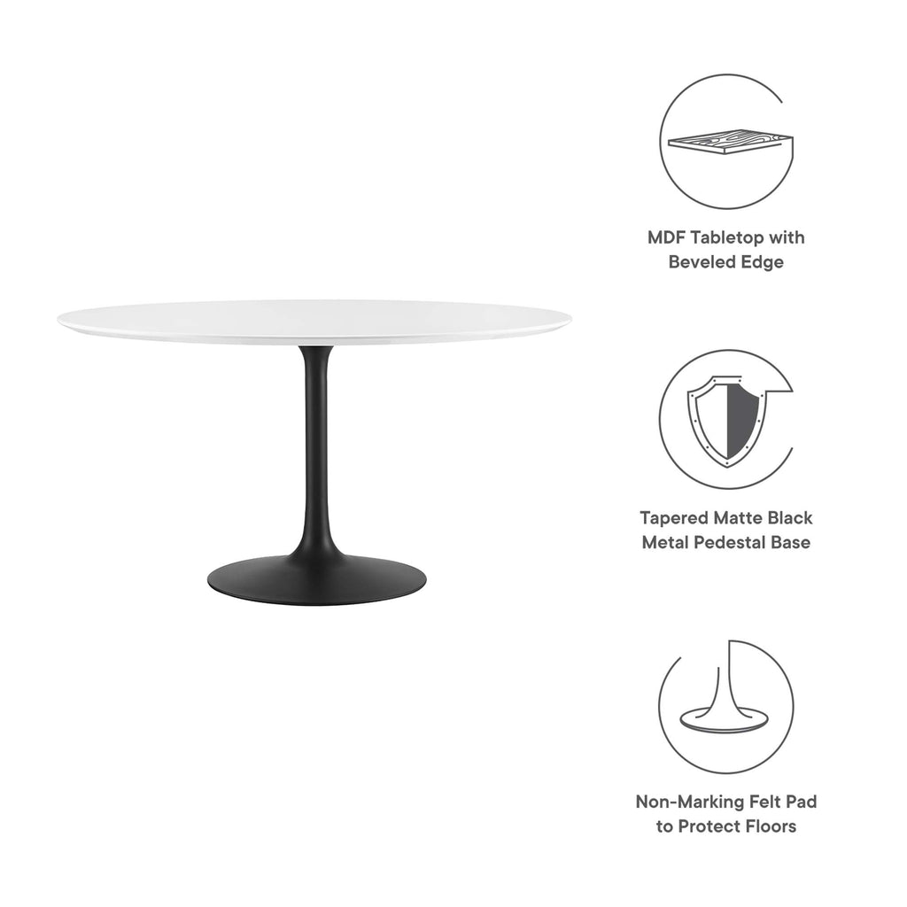 Lippa 54" Round Wood Dining Table - Black White