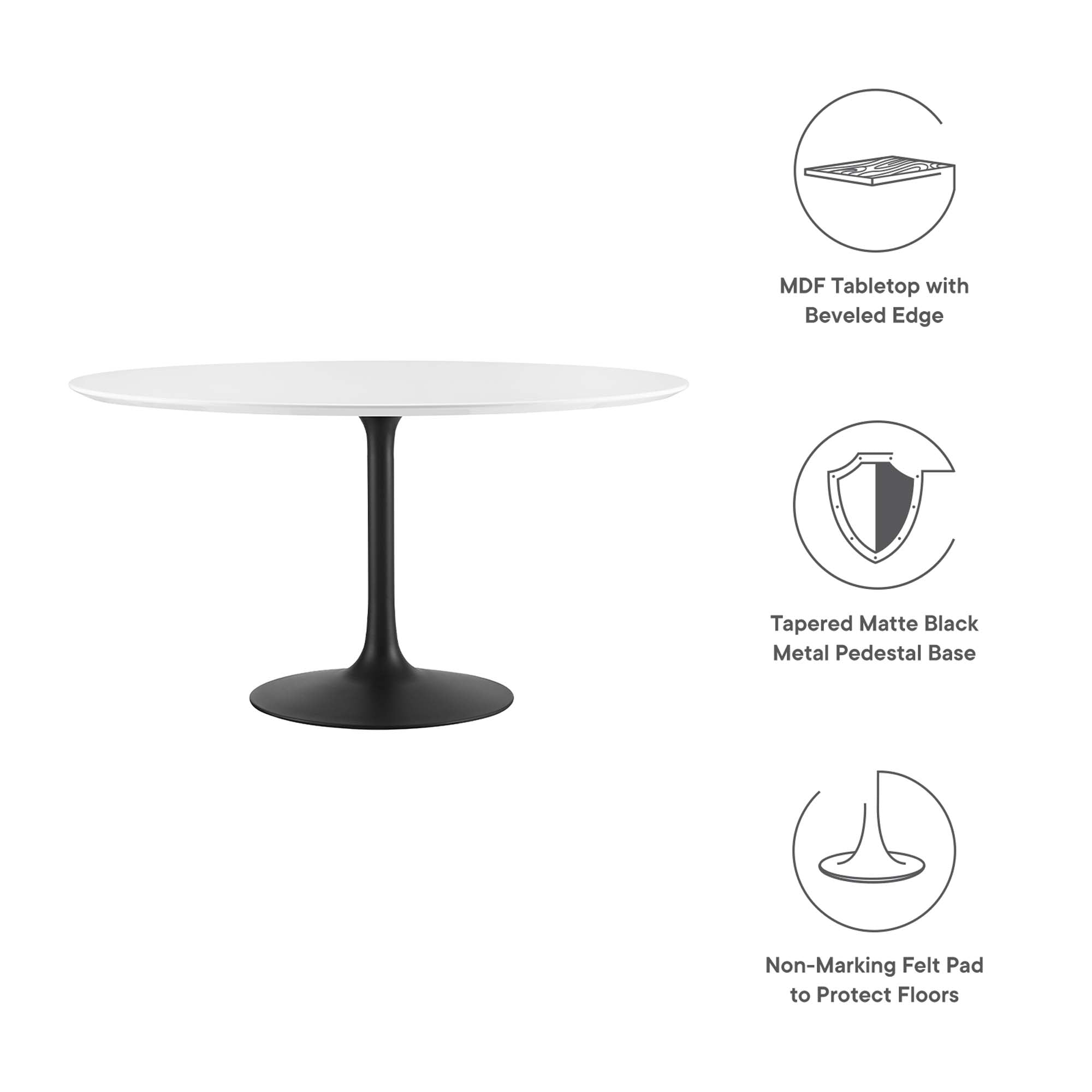 Lippa 54" Round Wood Dining Table - Black White